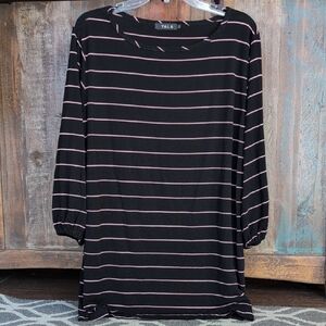 Yala Bamboo Black w/ Pink Stripes 3/4 Sleeve Top - Women's XL